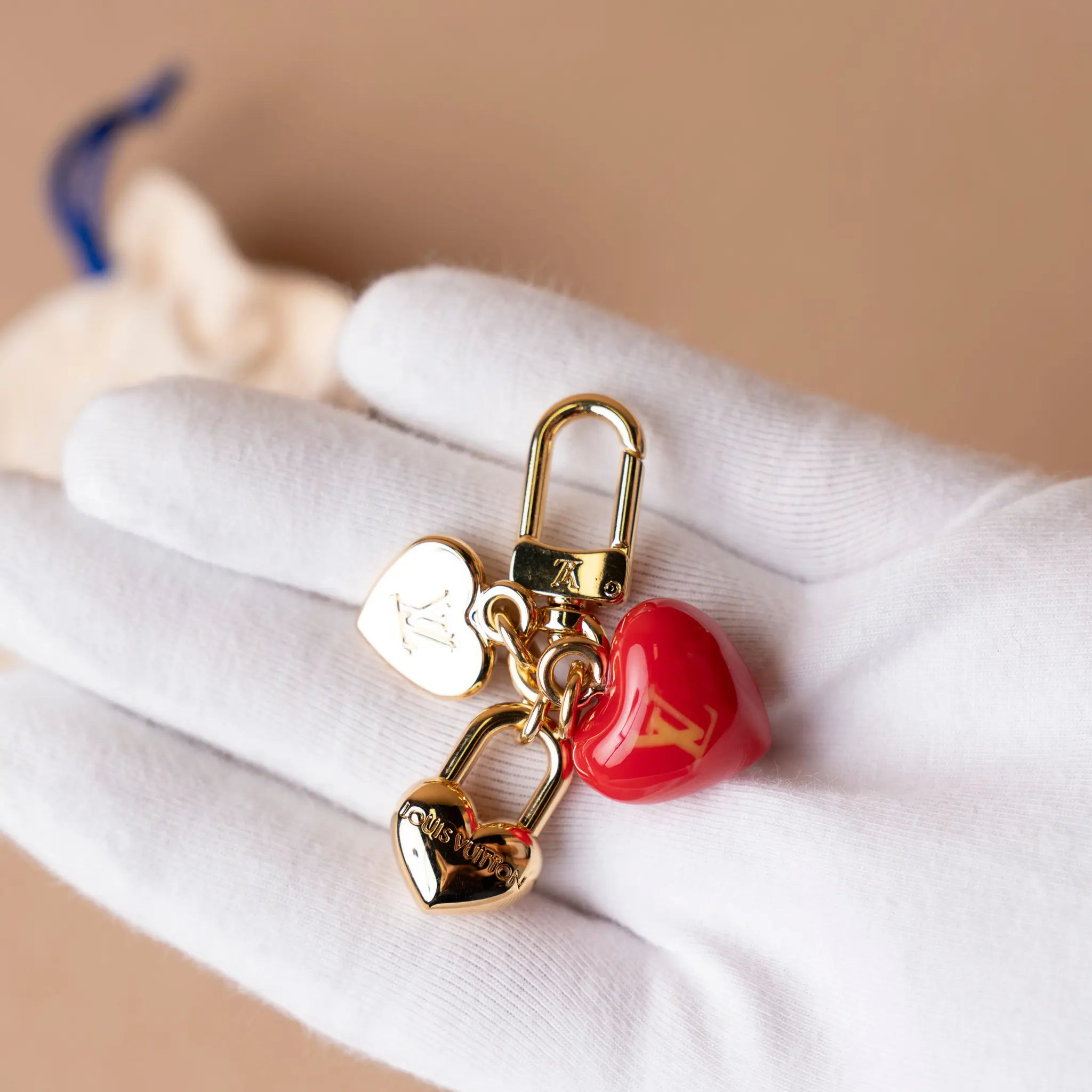 Louis Vuitton Gold Plated Micro Charms Heart Bag Charm — Back View