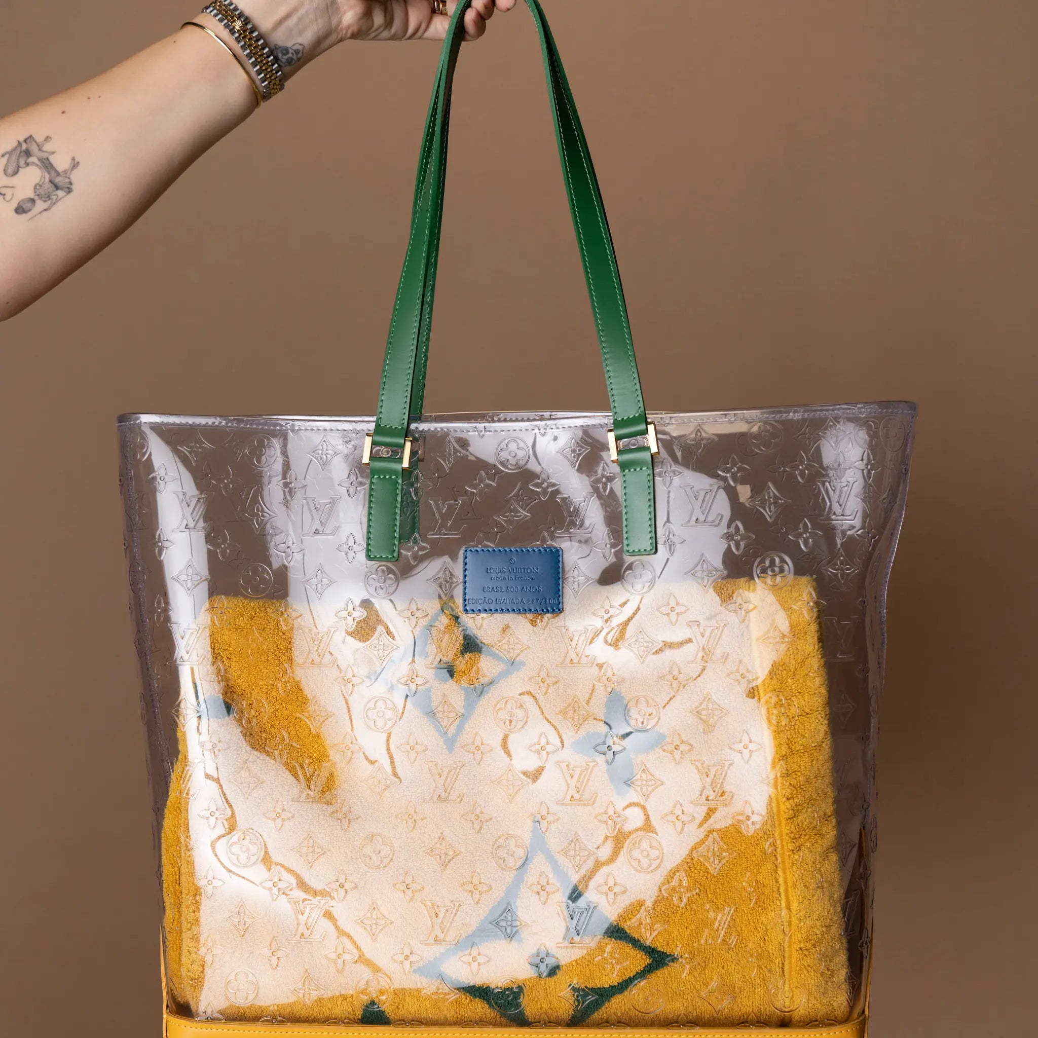 Louis Vuitton Limited Edition Brazil 500th Anniversary Monogram Vinyl Clear Cabas — Front View