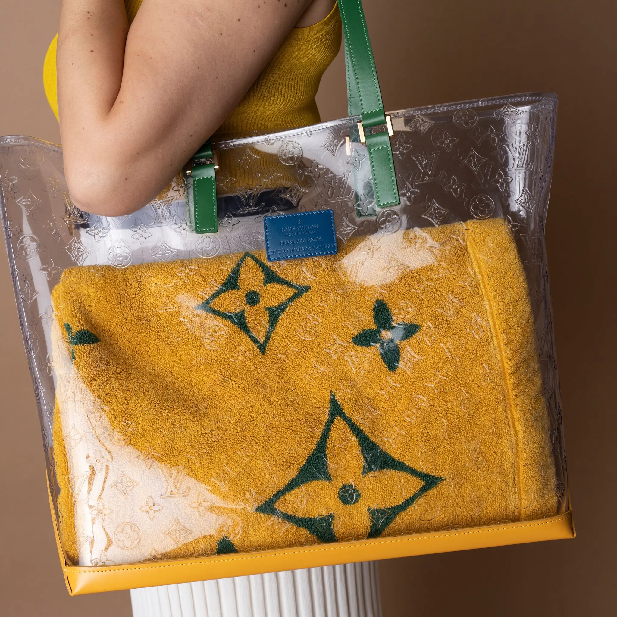 Louis Vuitton Limited Edition Brazil 500th Anniversary Monogram Vinyl Clear Cabas — Interior Detail