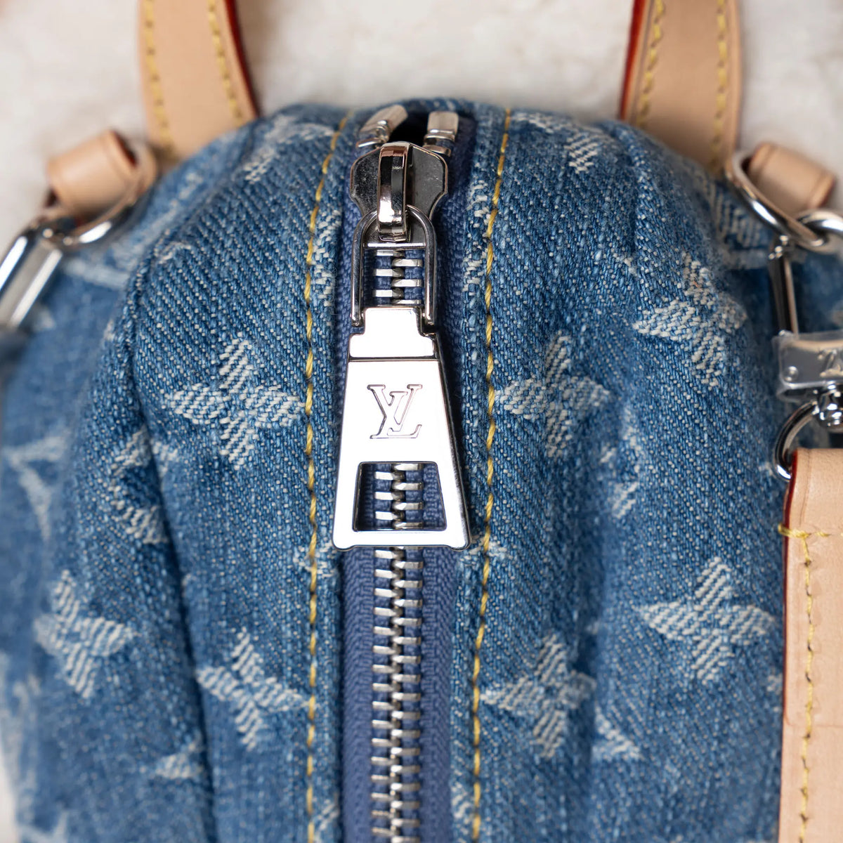 Louis Vuitton Monogram Denim Merino Shearling Vivienne Backpack — Detail View