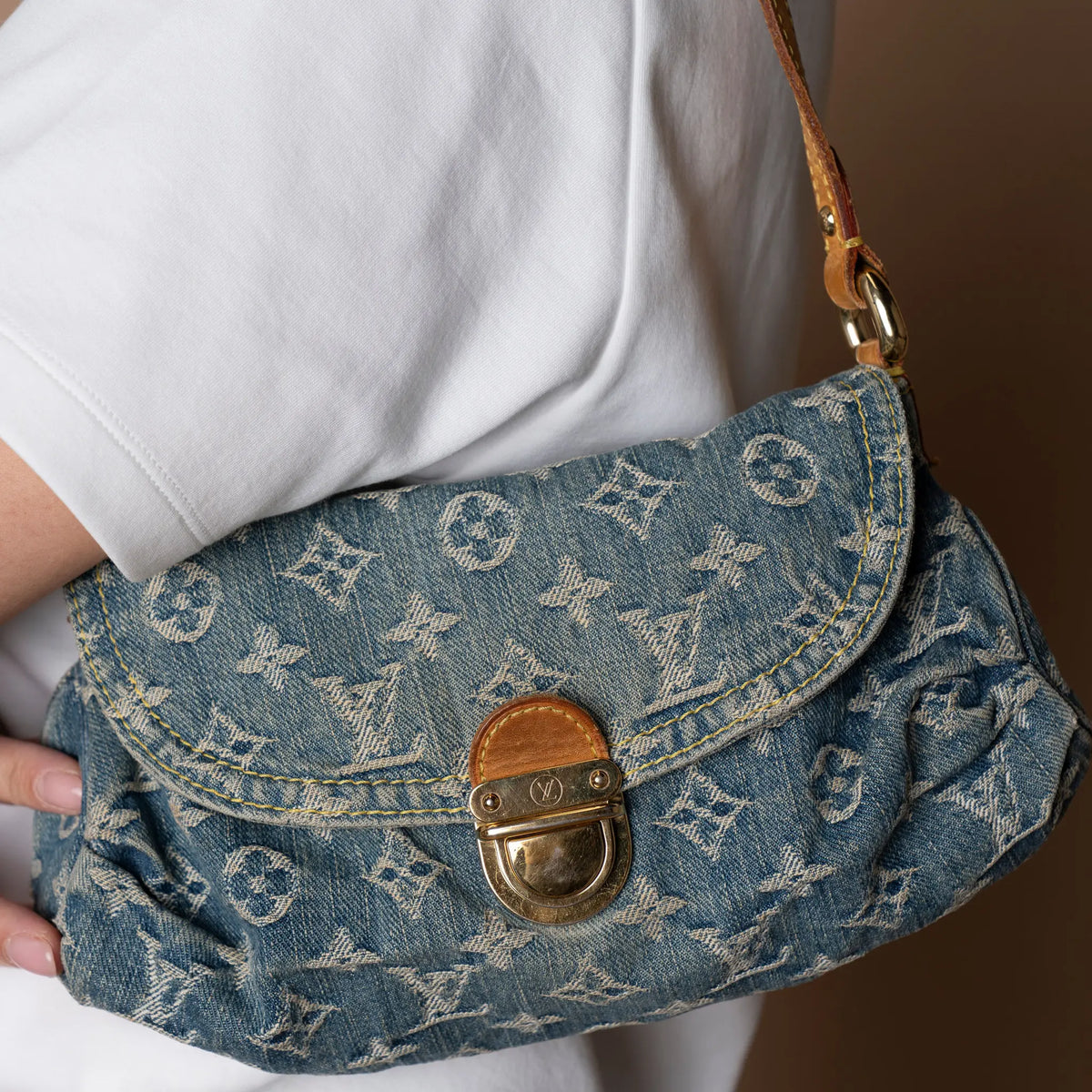 Louis Vuitton Monogram Denim Mini Pleaty — Front View