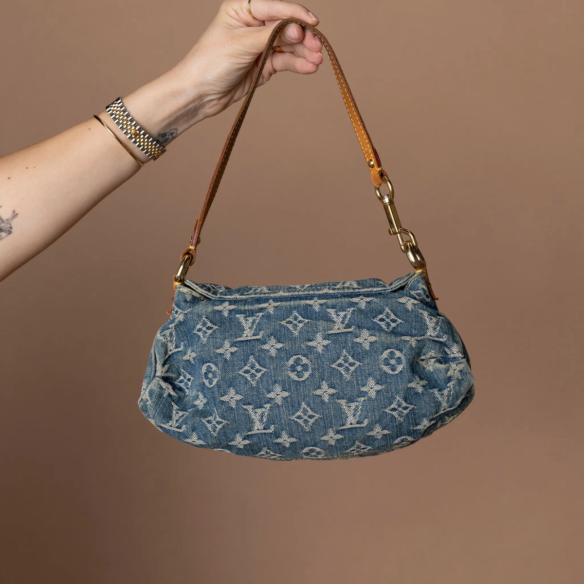 Louis Vuitton Monogram Denim Mini Pleaty — Side Profile