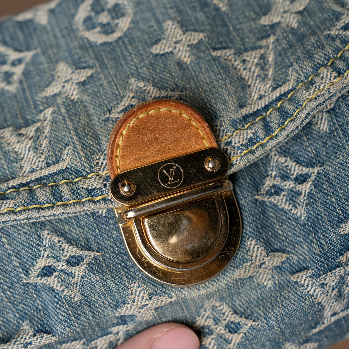 Louis Vuitton Monogram Denim Mini Pleaty — Close-up Detail