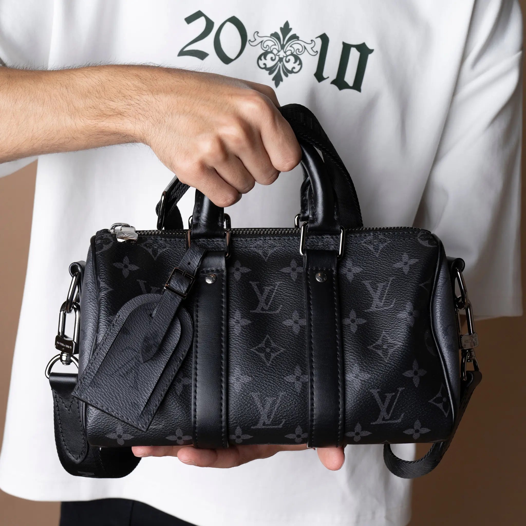 Louis Vuitton Monogram Eclipse Reverse Keepall Bandouliere 25 — Back View