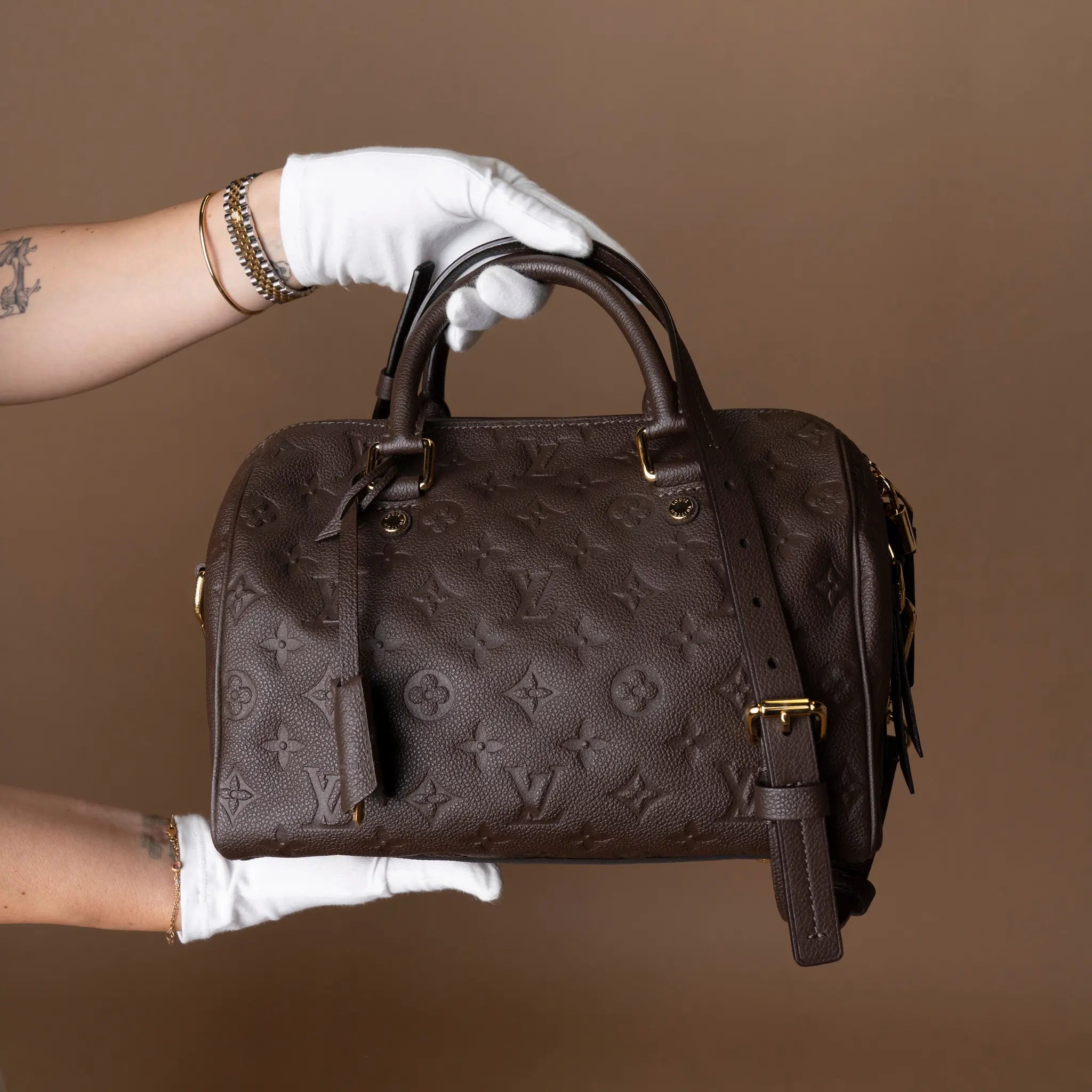 Louis Vuitton Monogram Empreinte Speedy Bandouliere 25 — Front View