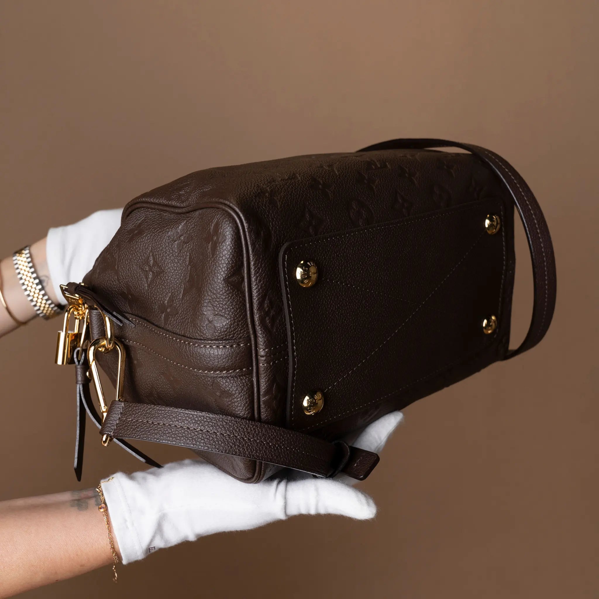 Louis Vuitton Monogram Empreinte Speedy Bandouliere 25 — Back View