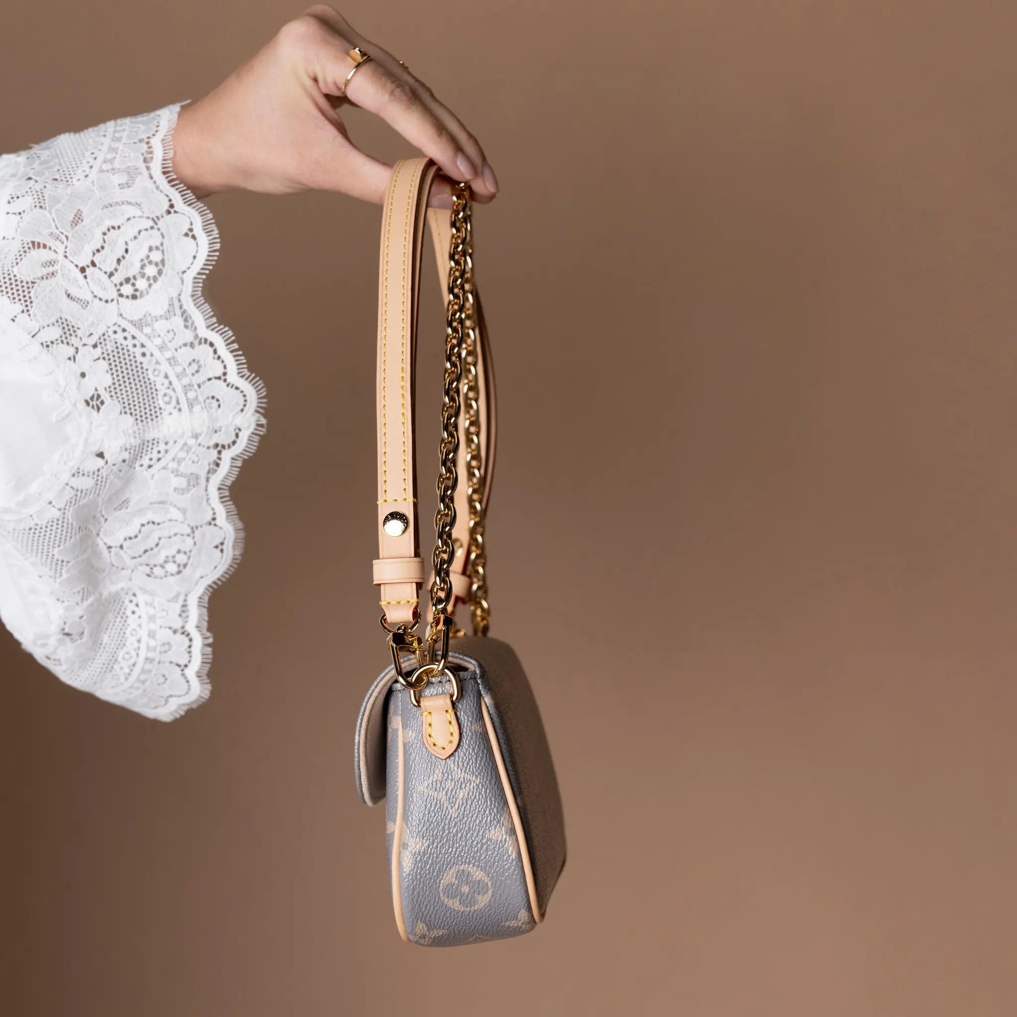 Louis Vuitton Monogram Ivy Wallet On Chain — Side Profile