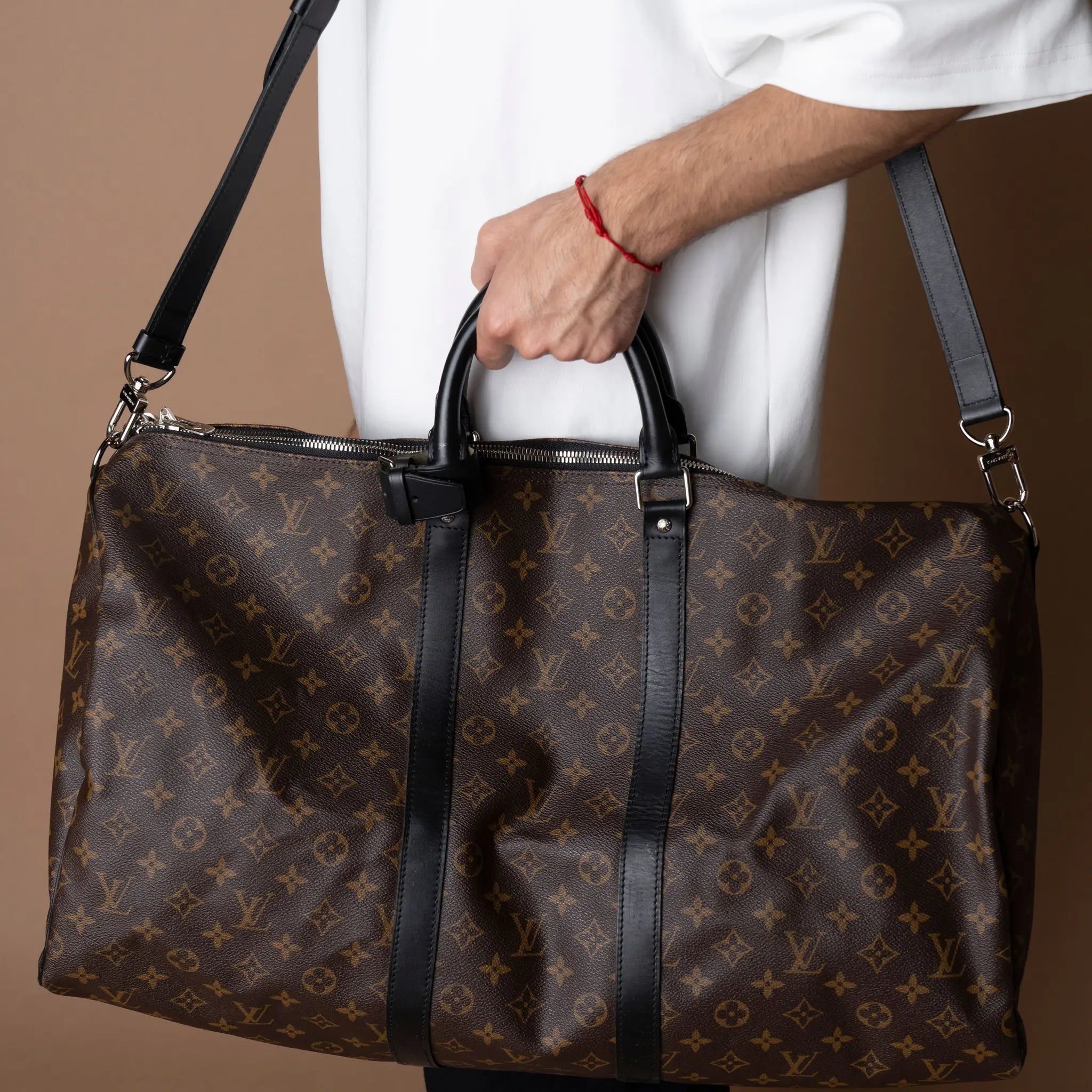 Louis Vuitton Monogram Macassar Keepall Bandouliere 55 — Front View