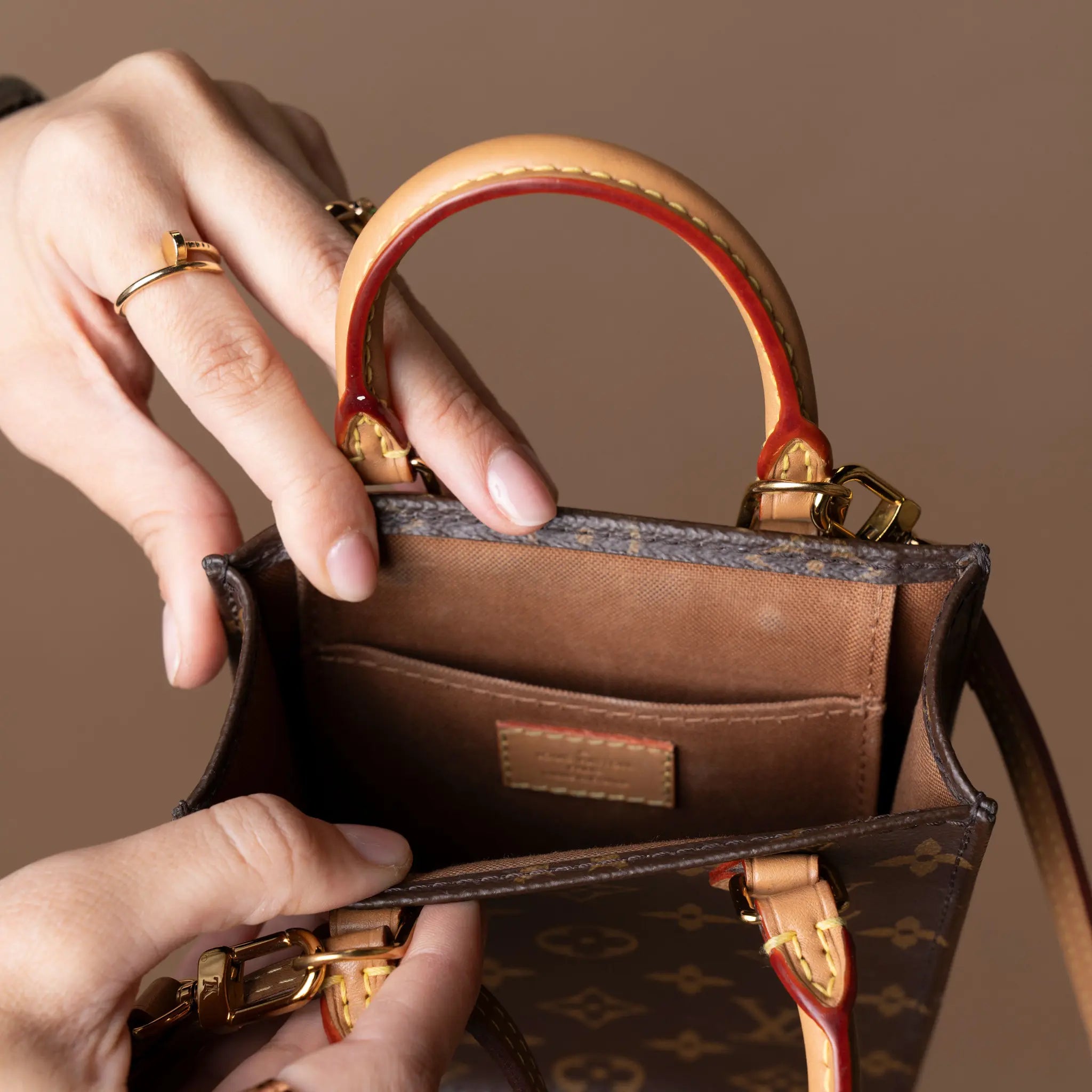 Louis Vuitton Monogram Petit Sac Plat — Interior Detail