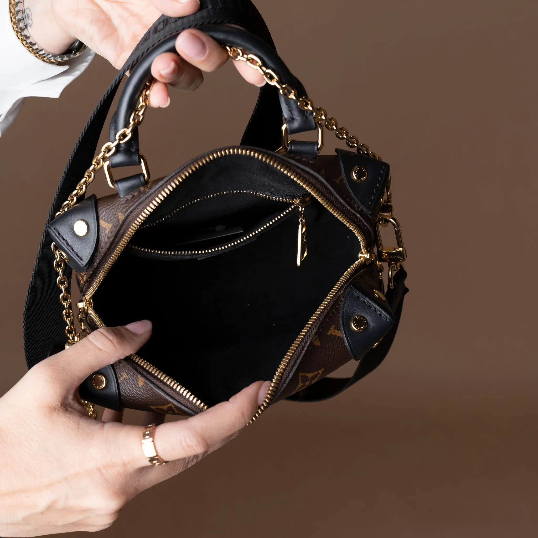 Louis Vuitton Monogram Petite Malle Souple — Interior Detail