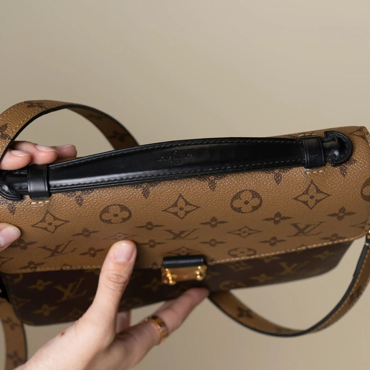 Louis Vuitton Monogram Reverse Pochette Metis — Side Profile