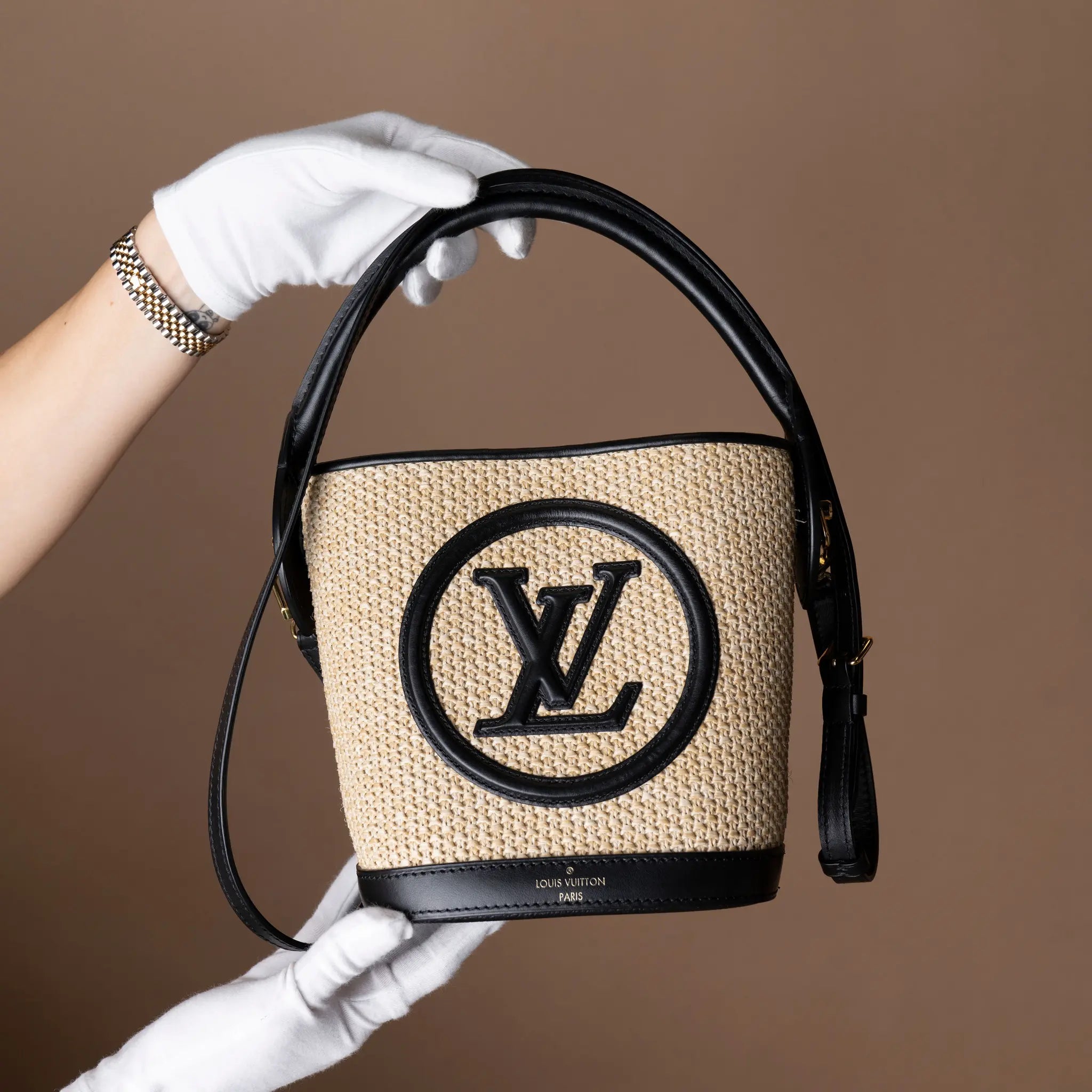 Louis Vuitton Raffia Petit Bucket — Back View