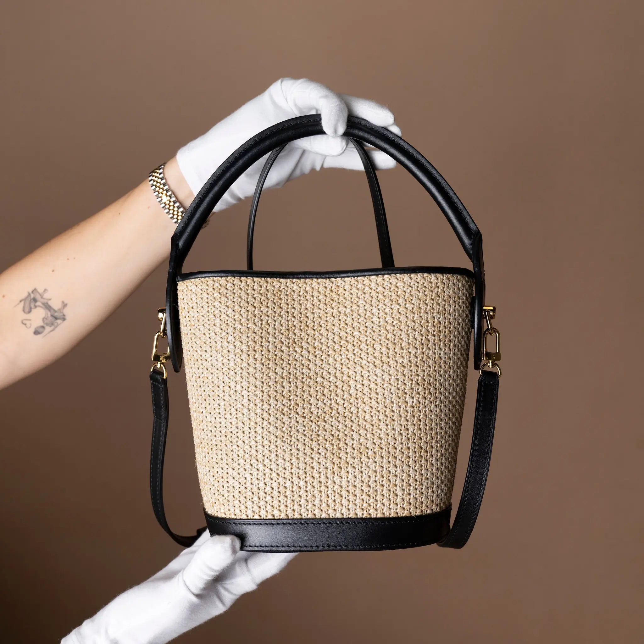 Louis Vuitton Raffia Petit Bucket — Interior Detail
