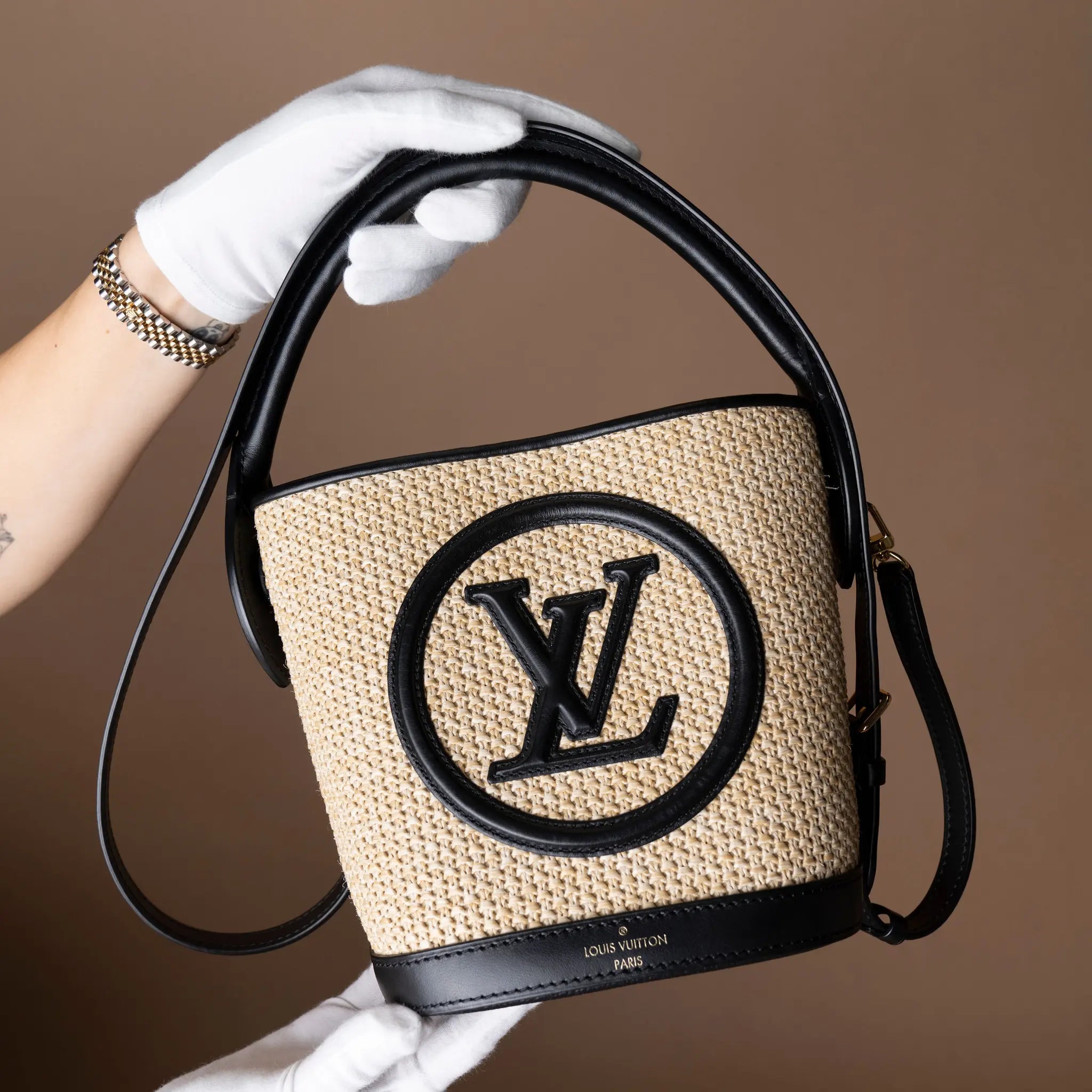 Louis Vuitton Raffia Petit Bucket — Detail View