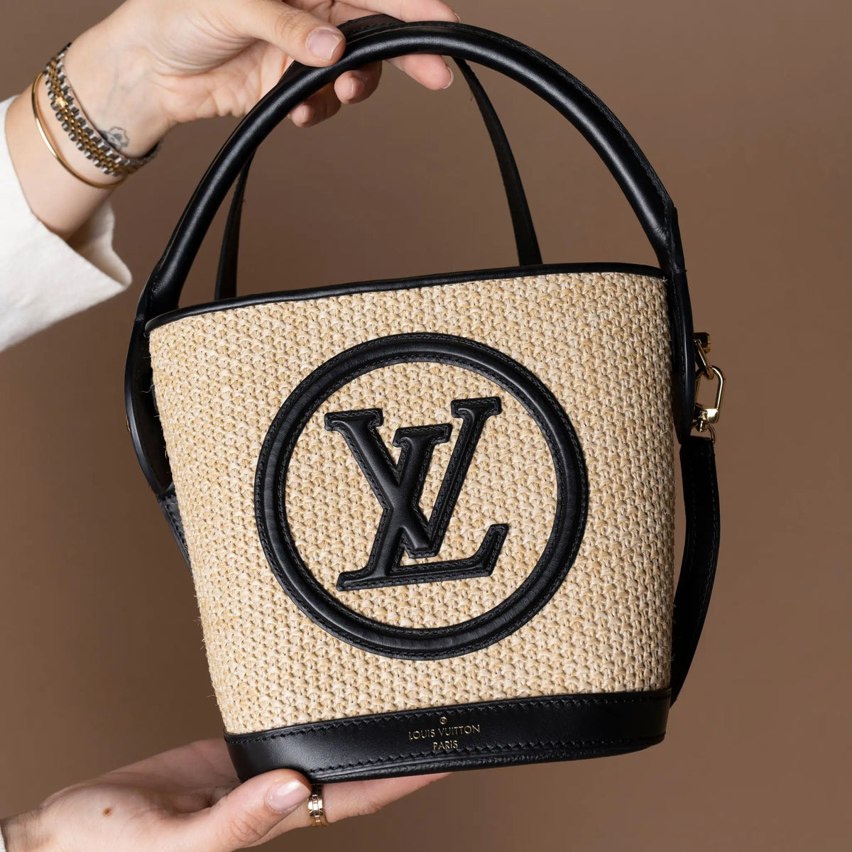 Louis Vuitton Raffia Petite Bucket Bag — Back View