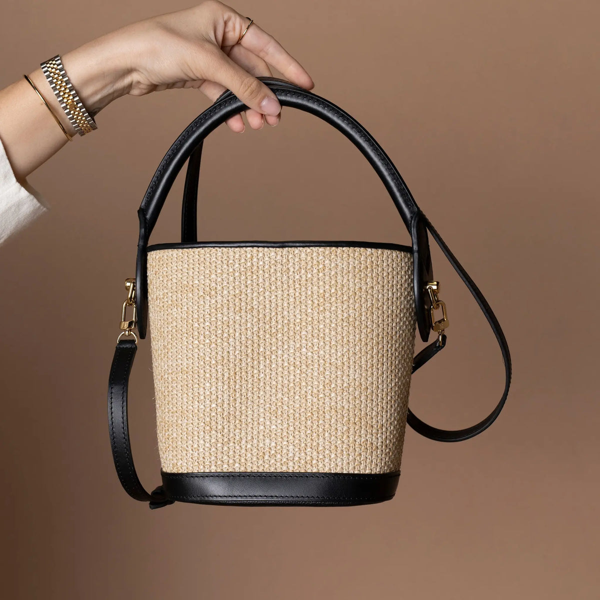 Louis Vuitton Raffia Petite Bucket Bag — Close-up Detail