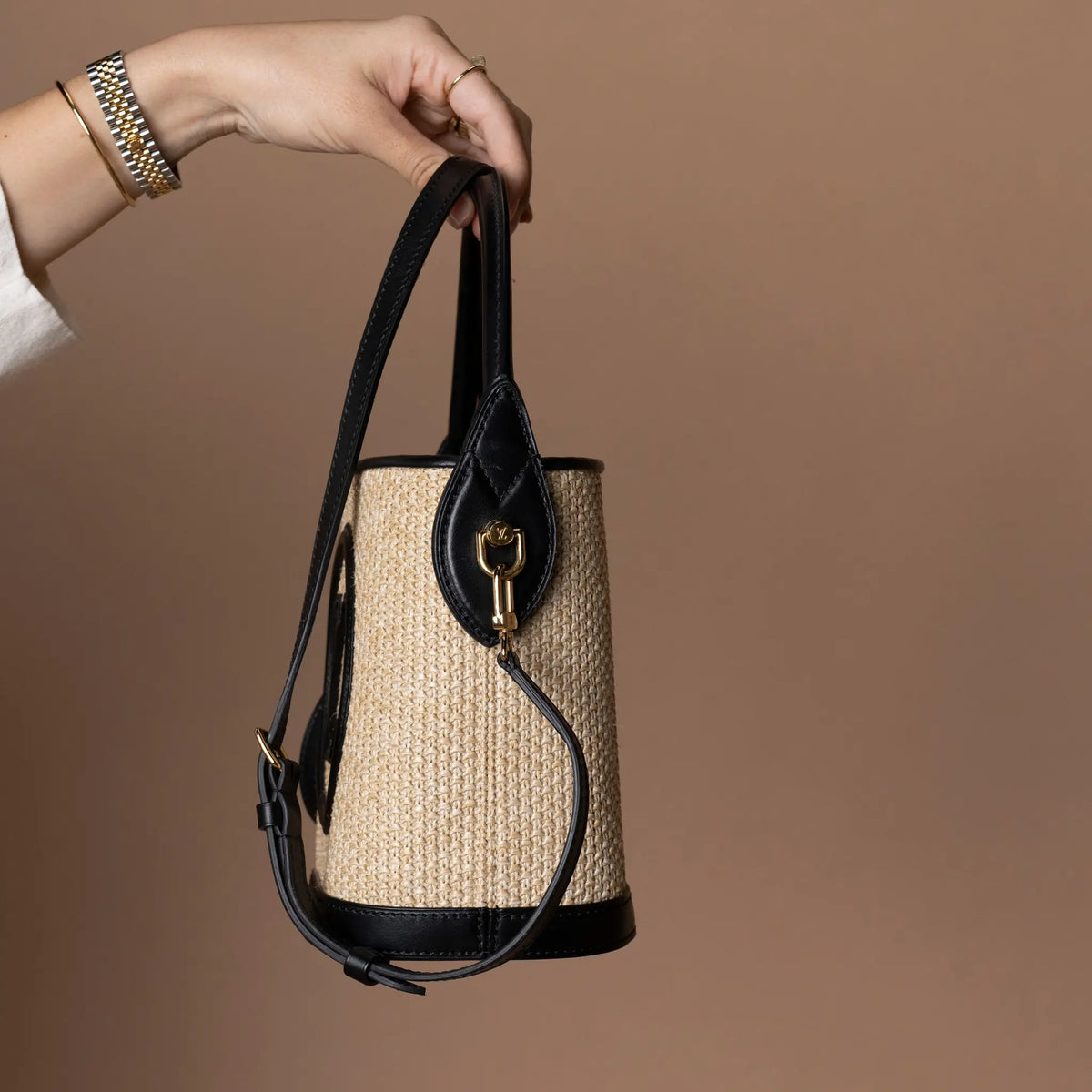 Louis Vuitton Raffia Petite Bucket Bag — Detail View