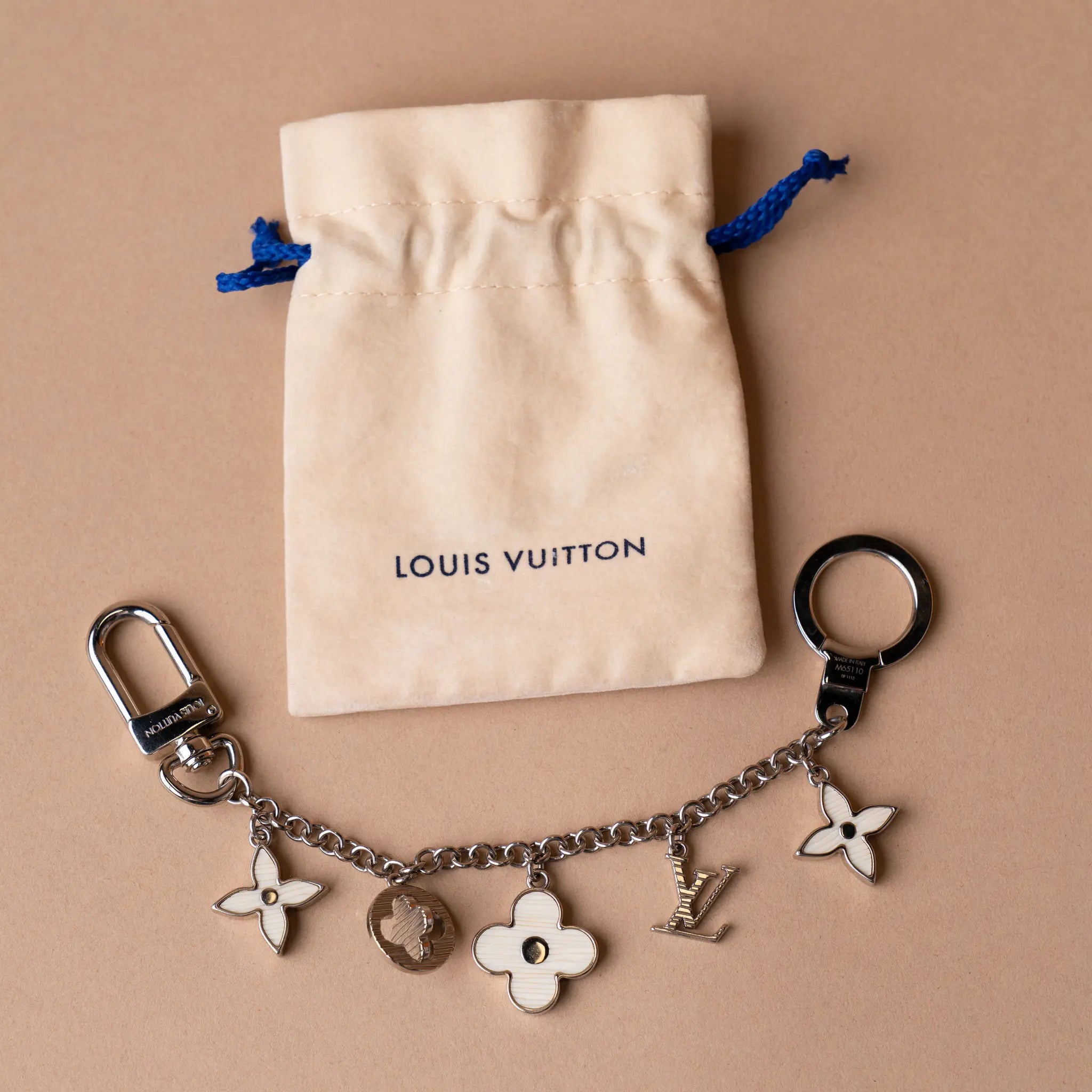 Louis Vuitton Silver Plated Fleur D Epi Bag Charm