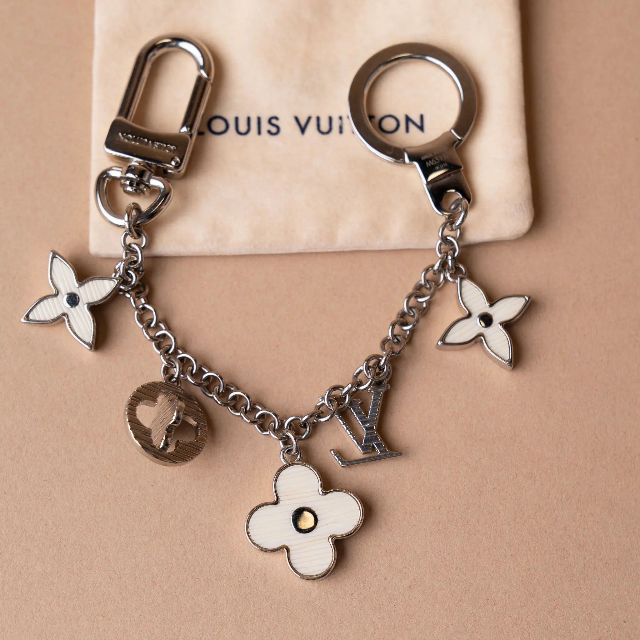 Louis Vuitton Silver Plated Fleur D Epi Bag Charm