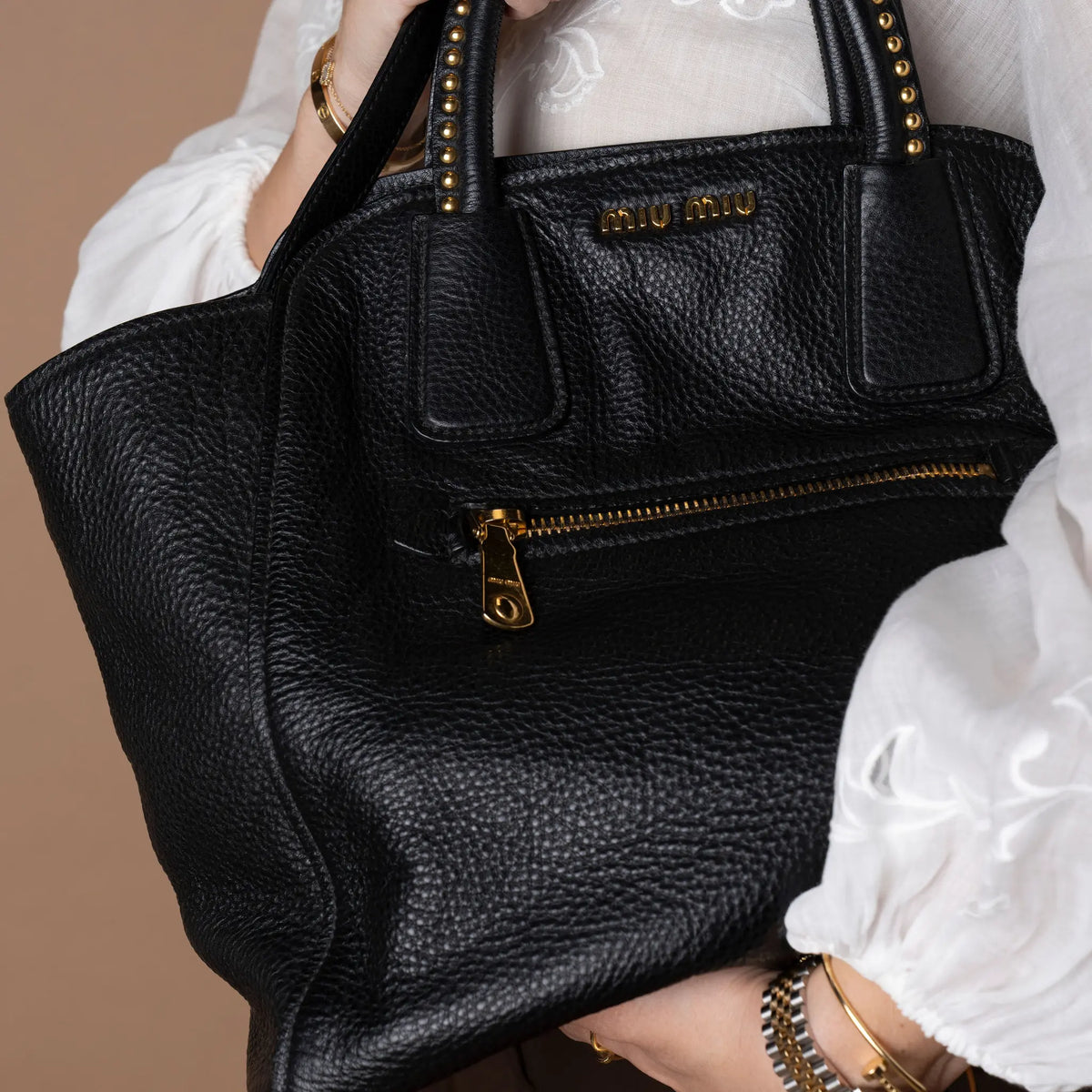 Miu Miu Leather Tote Bag — Back View