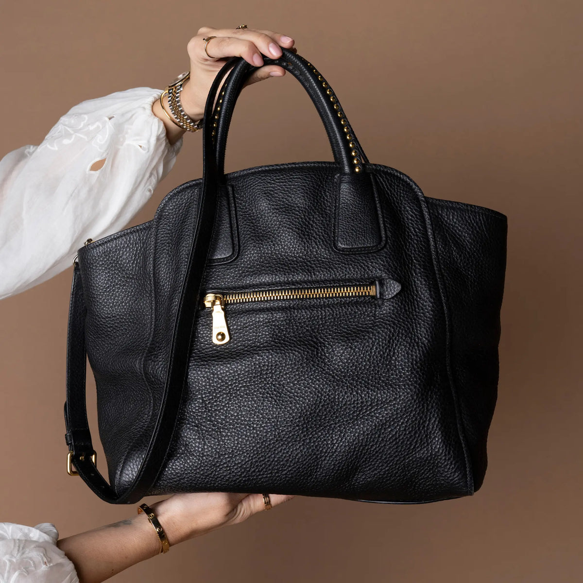 Miu Miu Leather Tote Bag — Side Profile