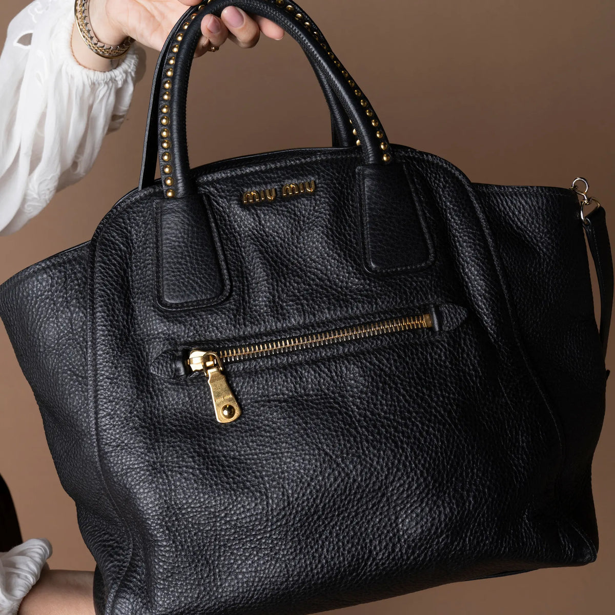 Miu Miu Leather Tote Bag — Detail View