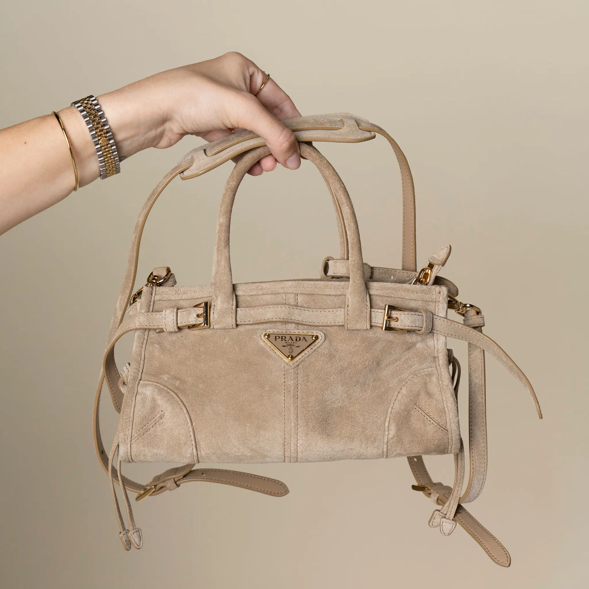 Prada Bonnie Suede Mini Habdbag — Featured Image