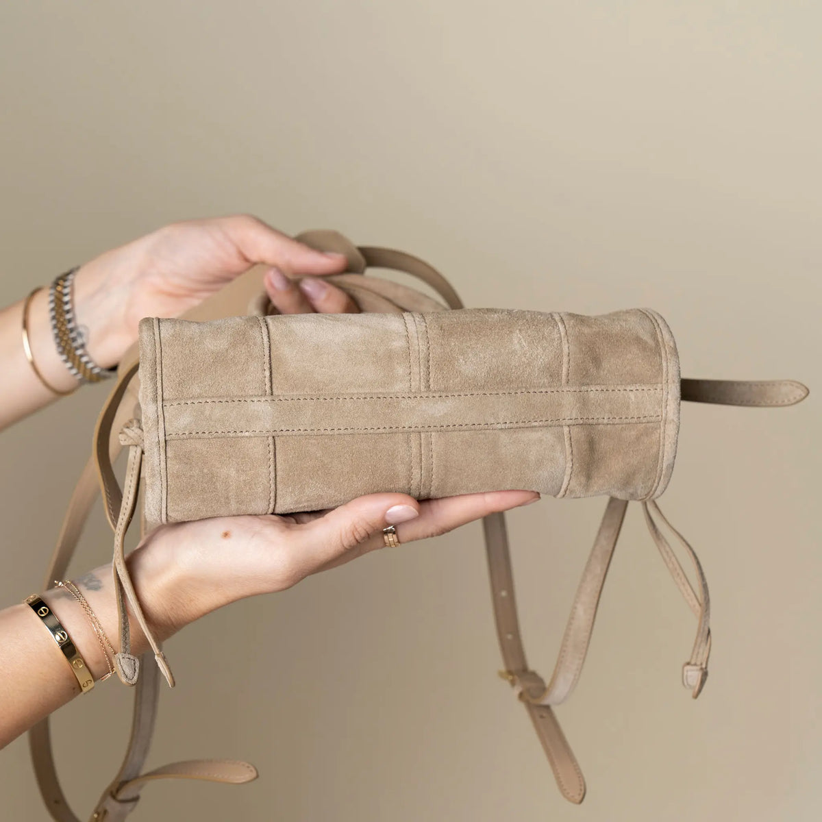 Prada Bonnie Suede Mini Habdbag — Front View