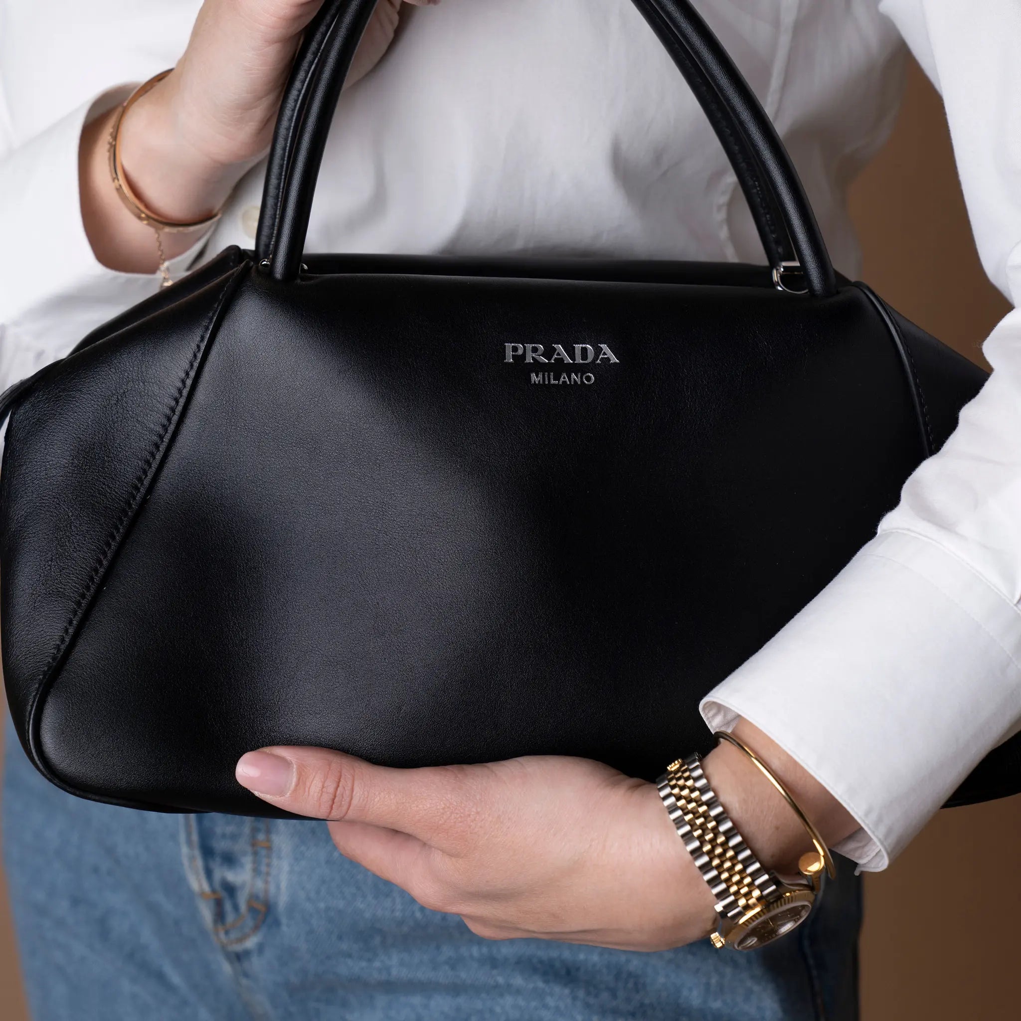 Prada Brushed Leather Supernova Satchel — Front View