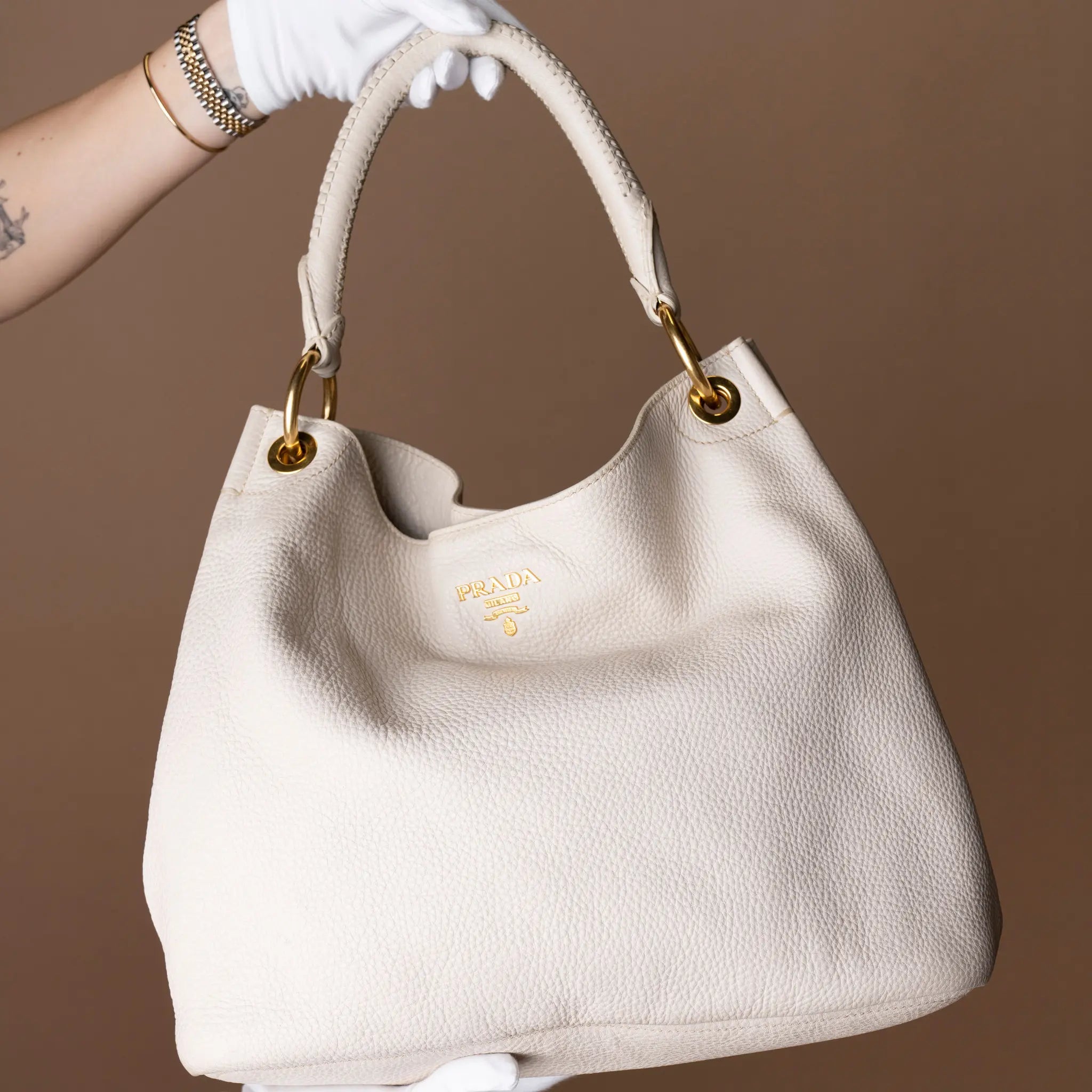 Prada Leather Tote Bag — Side Profile
