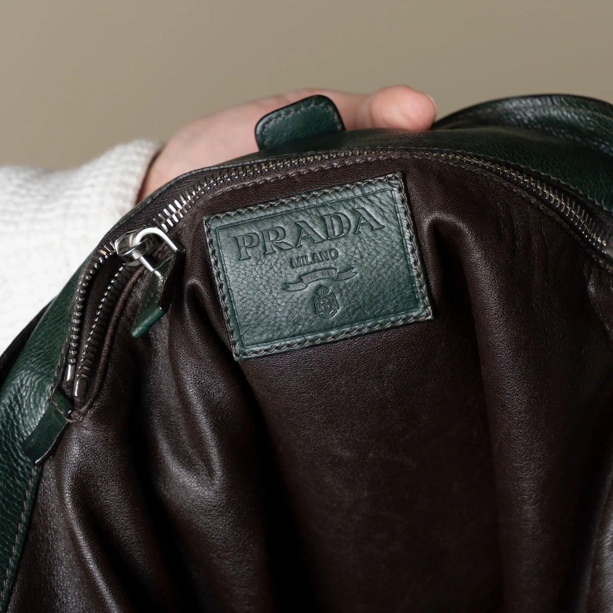Prada Vintage Forest Tote Bag — Detail View