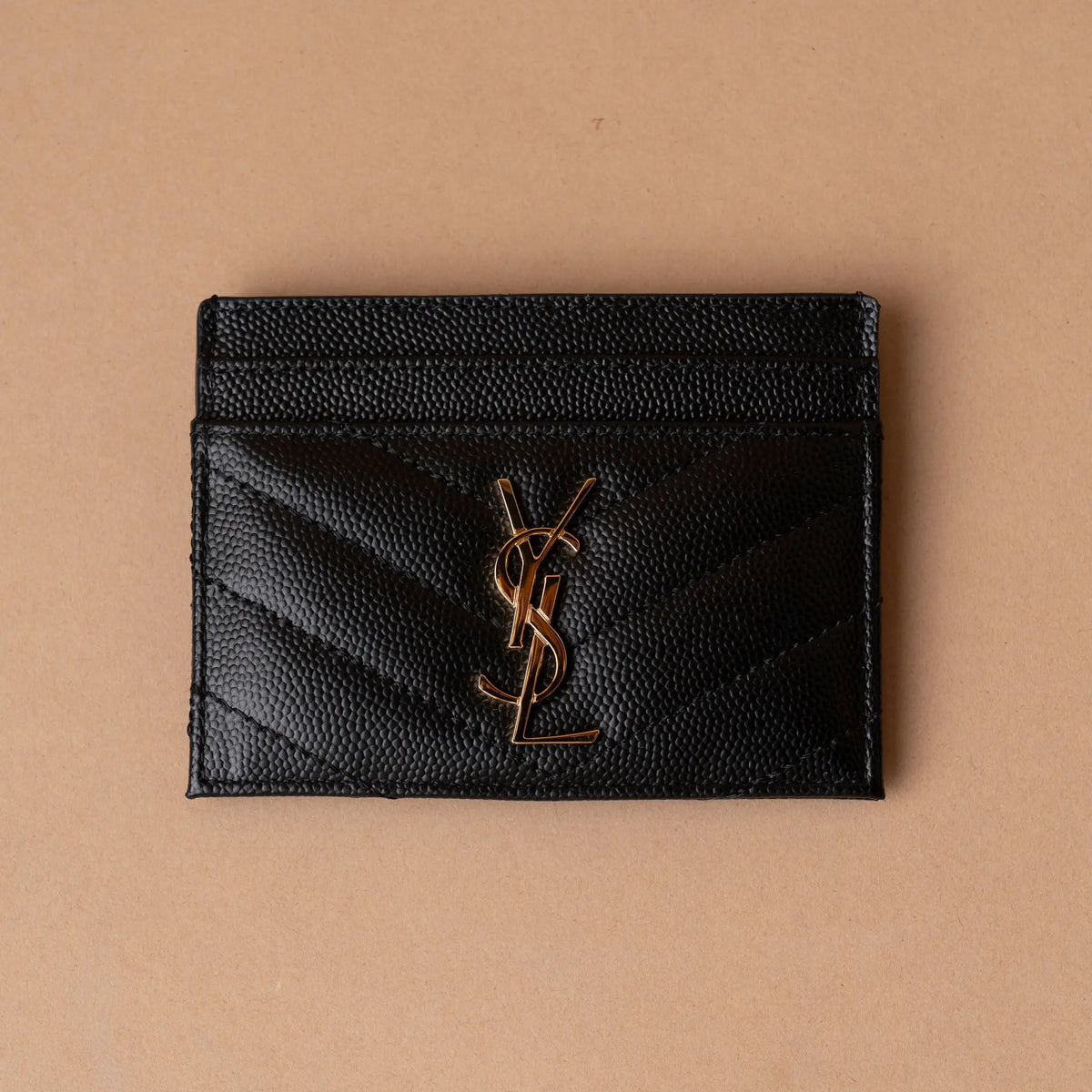 Saint Laurent Chevron Grain de Poudre Cassandre Card Holder — Featured Image
