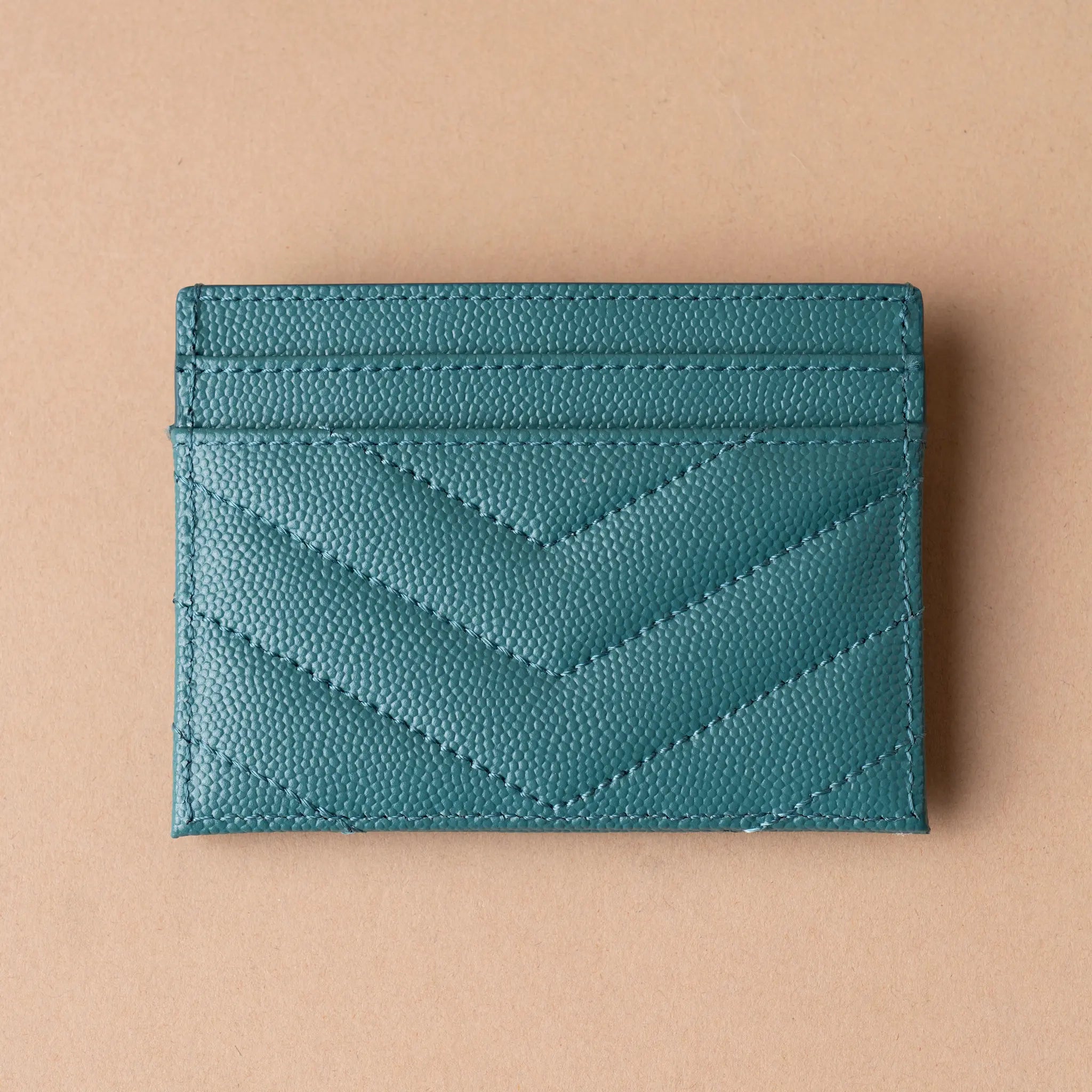 Saint Laurent Grain De Poudre Cassandre Card Holder — Front View