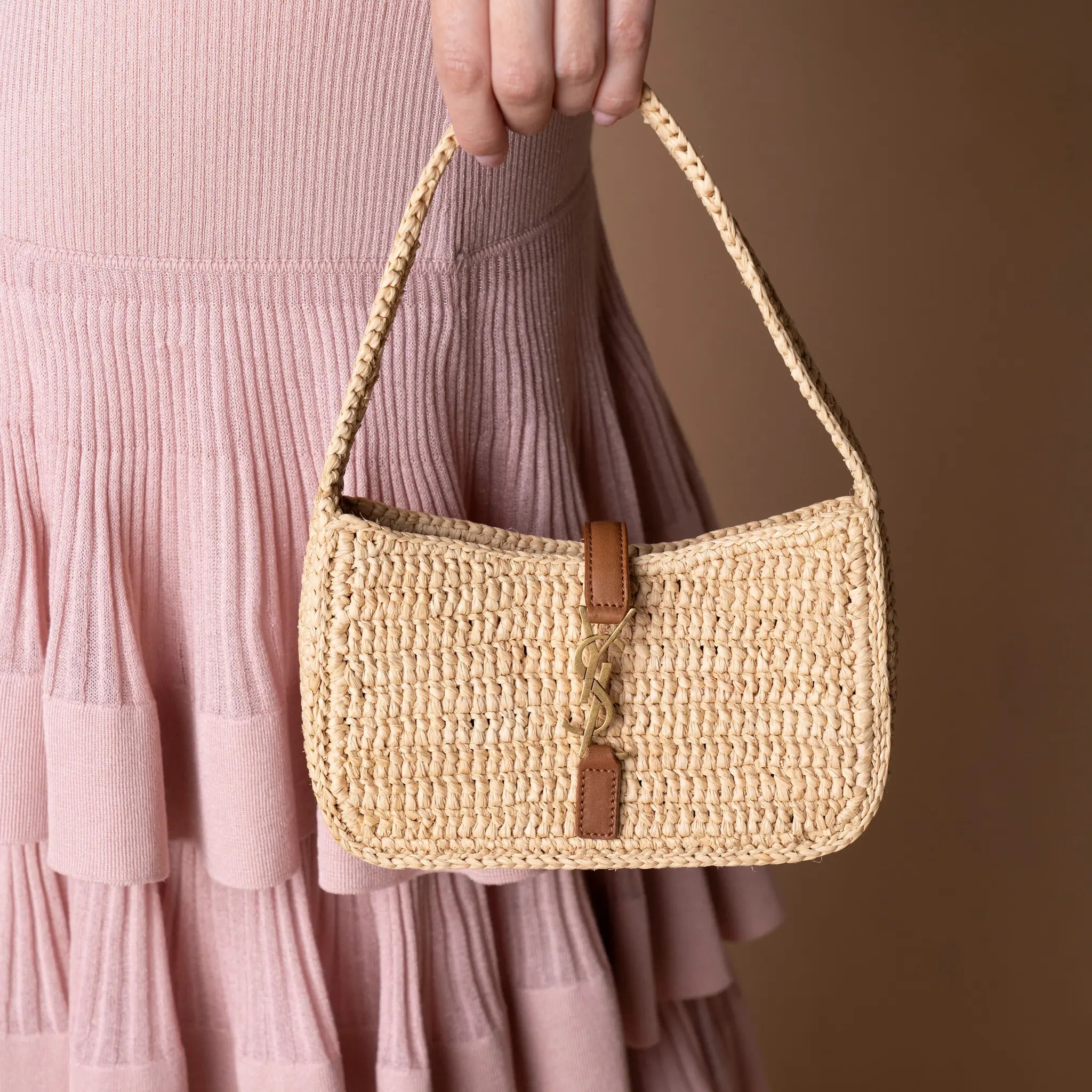 Saint Laurent Le 5 A 7 Mini Raffia — Interior Detail