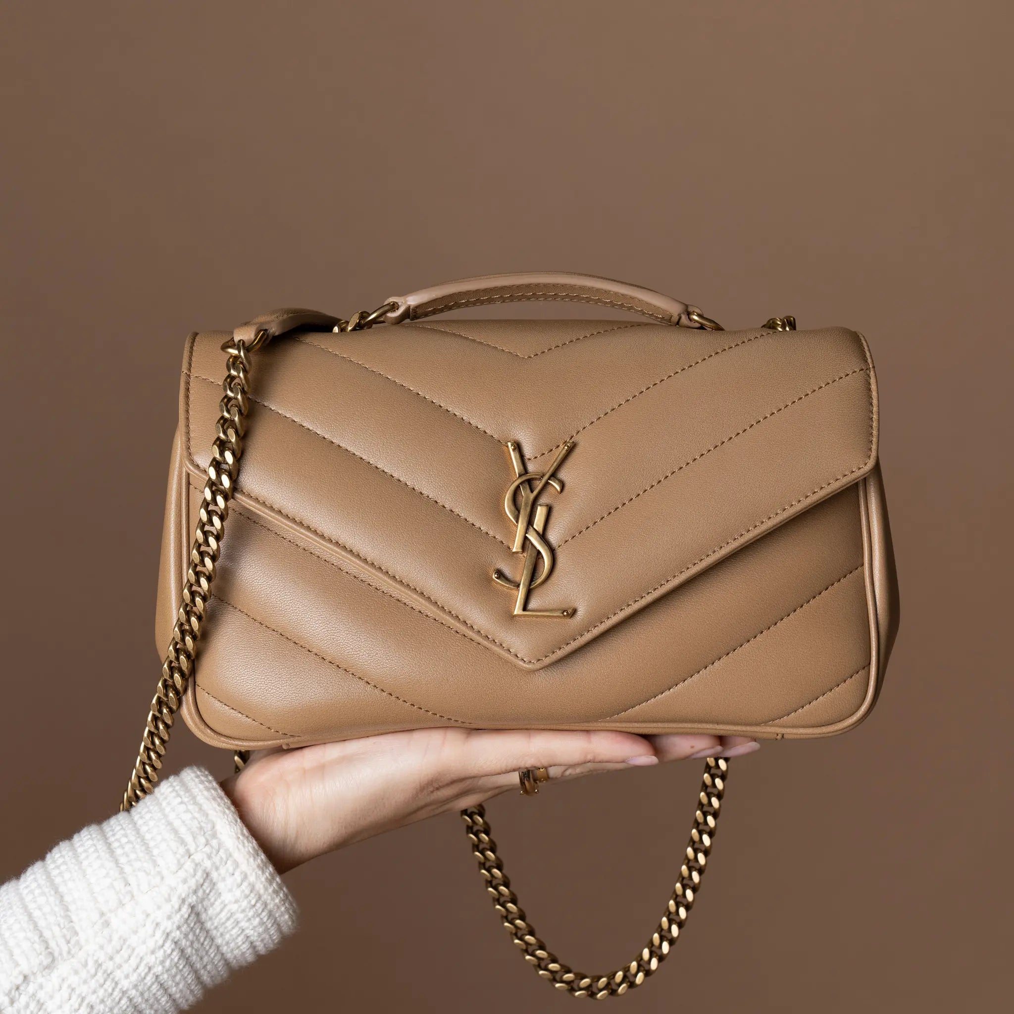 Saint Laurent Loulou Small In Matelassé Lambskin — Front View