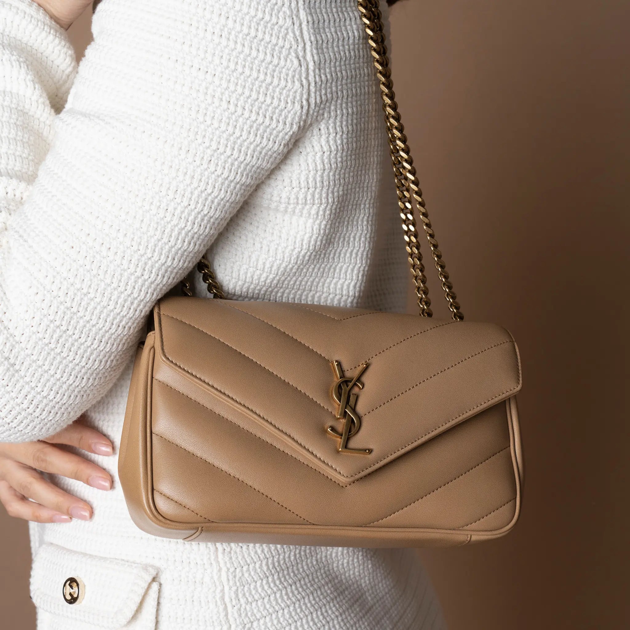 Saint Laurent Loulou Small In Matelassé Lambskin — Side Profile