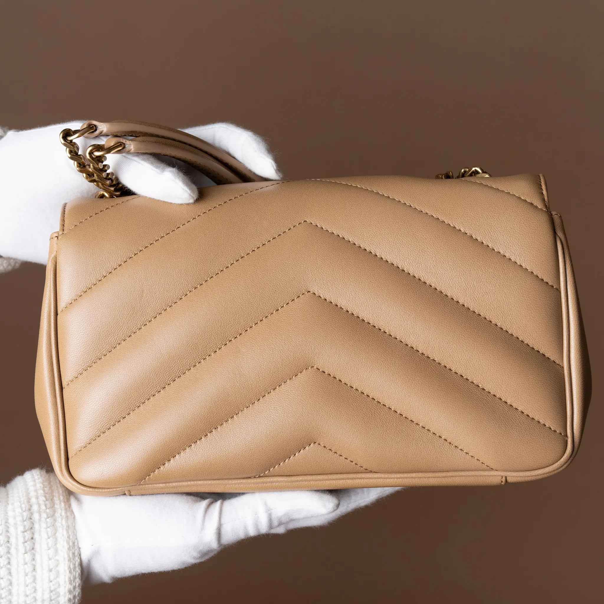 Saint Laurent Loulou Small In Matelassé Lambskin — Detail View
