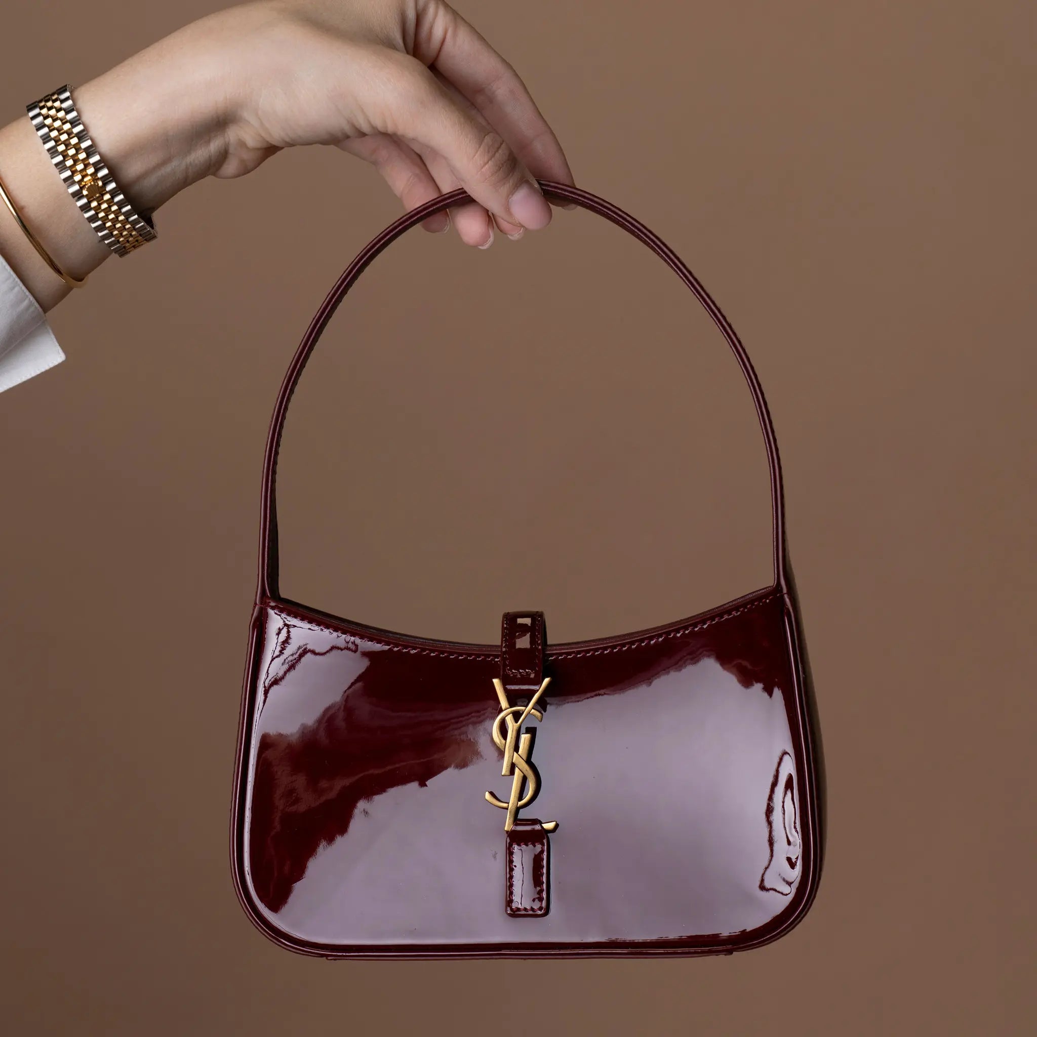 Saint Laurent Mini Patent Le 5 a 7 — Close-up Detail