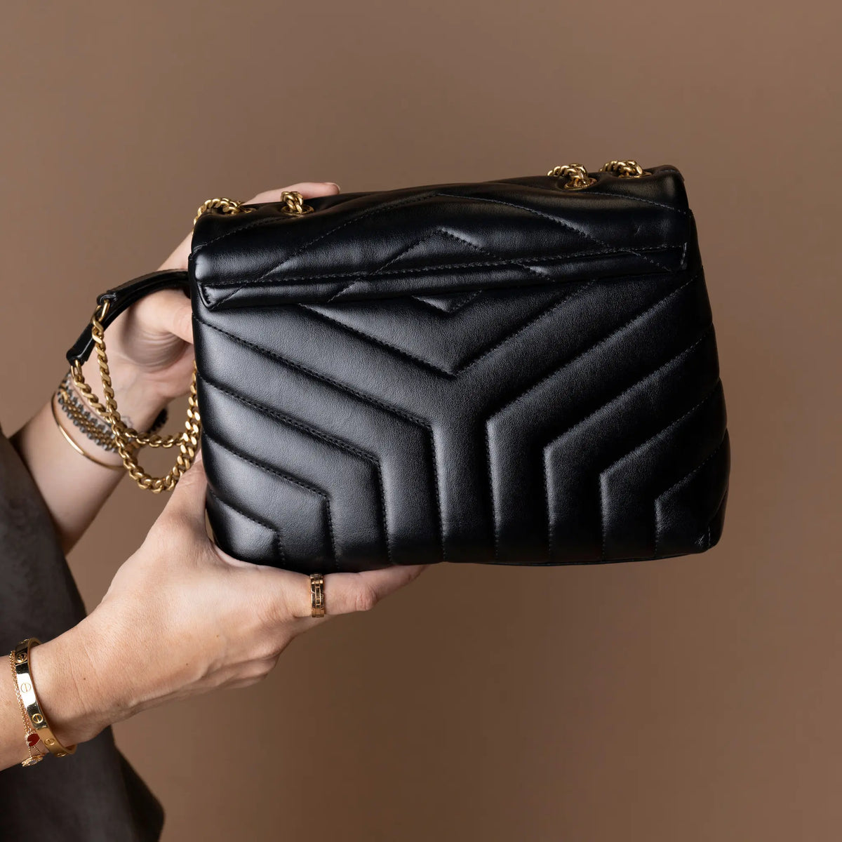 Saint Laurent Small Matelasse Calfskin Monogram LouLou Shoulder Bag — Front View