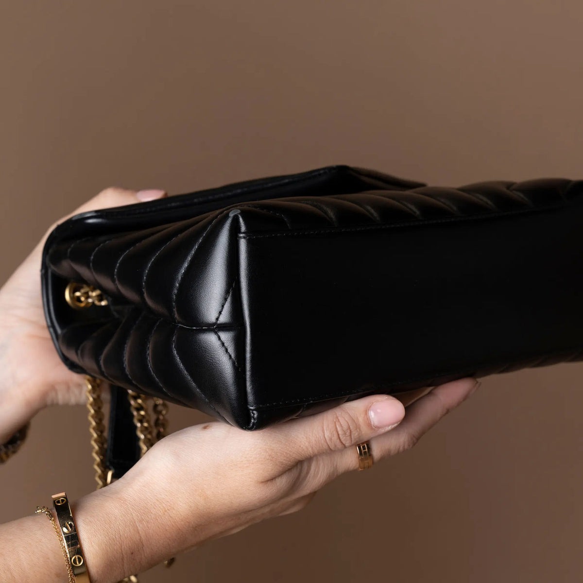 Saint Laurent Small Matelasse Calfskin Monogram LouLou Shoulder Bag — Back View