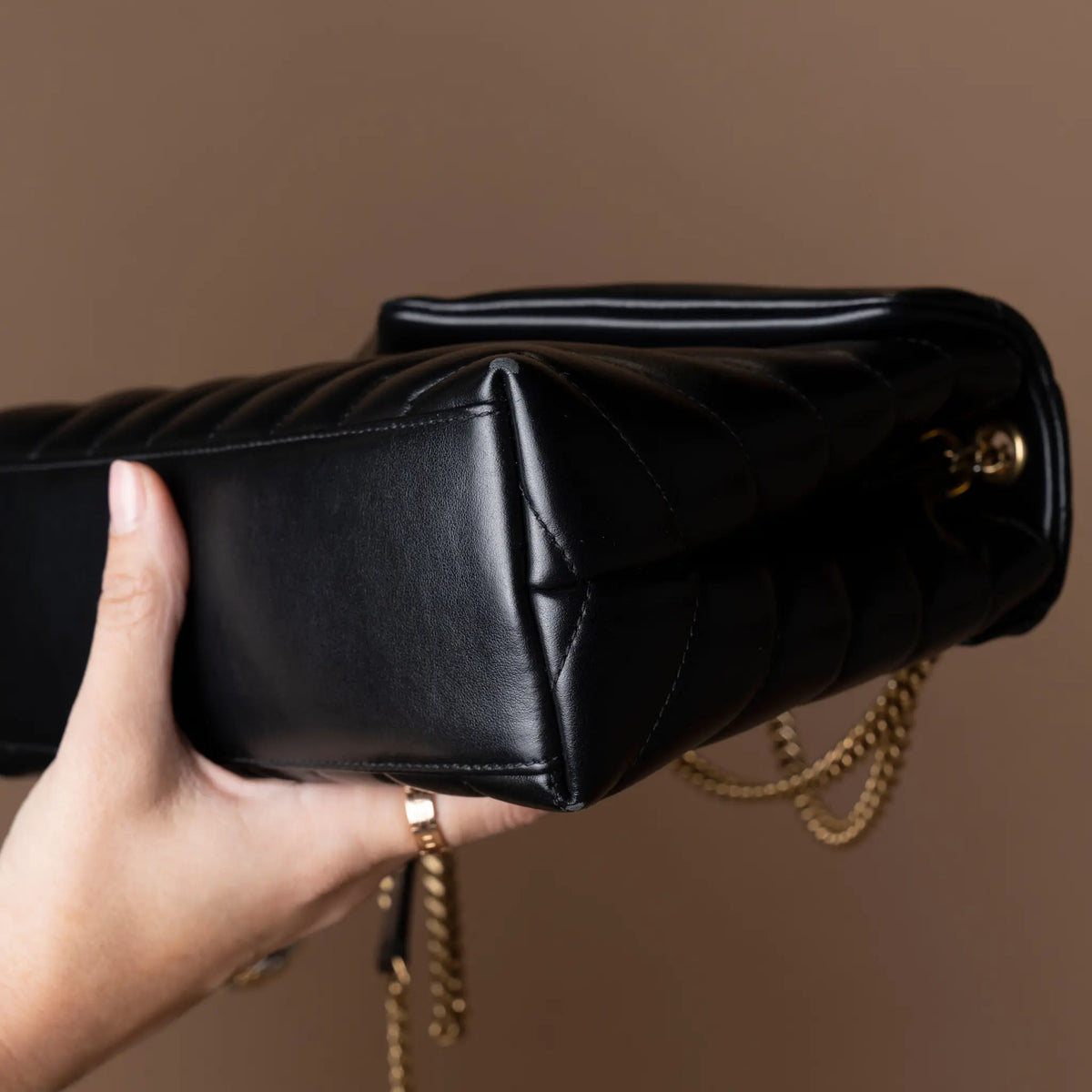 Saint Laurent Small Matelasse Calfskin Monogram LouLou Shoulder Bag — Interior Detail