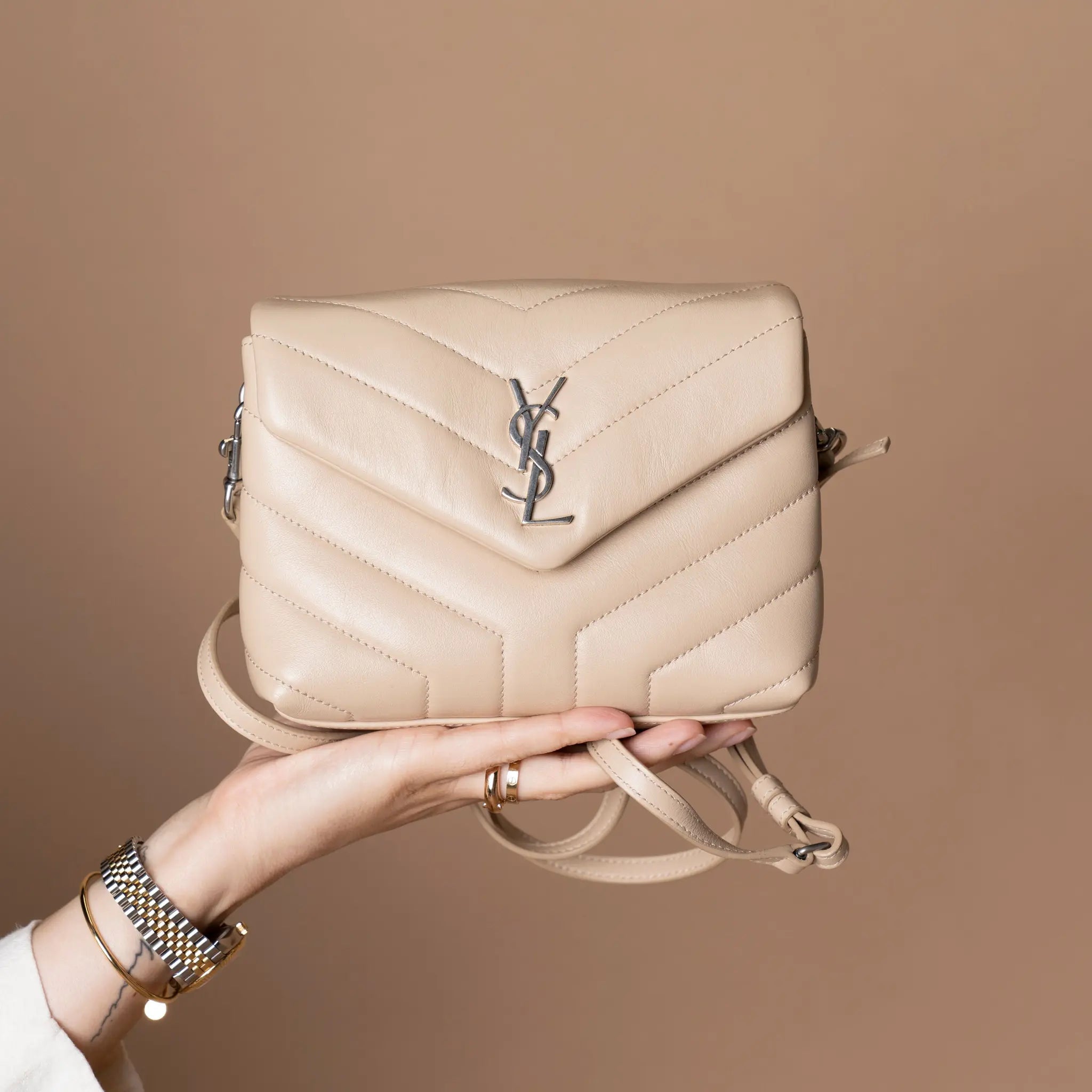 Saint Laurent Toy Matelasse Calfskin Monogram LouLou Crossbody — Front View