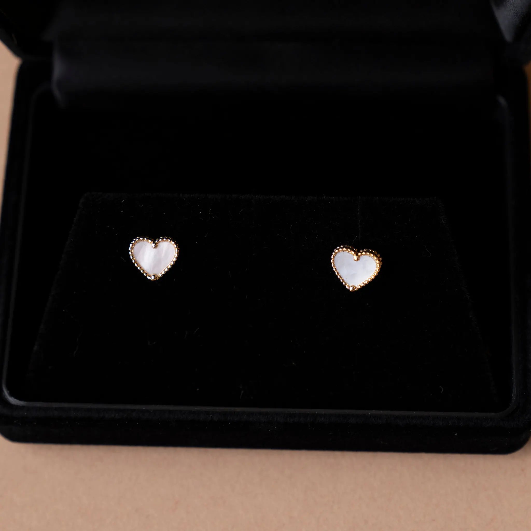 Van Cleef and Arpels 18K Yellow Gold and Mother of Pearl Sweet Alhambra Heart Earrings